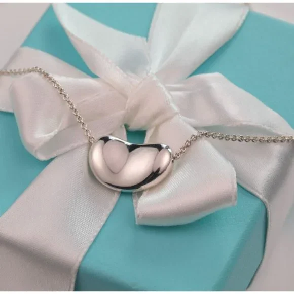 Tiffany & Co. Elsa Peretti Bean Design Pendant Necklace 18mm in Silver 16" Chain - Picture 8 of 9